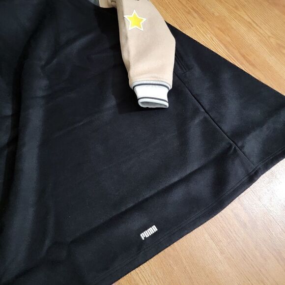 Puma Signature Varsity Jacket Wool Coat Color Block Size Medium M Black Grey New - Picture 13 of 17
